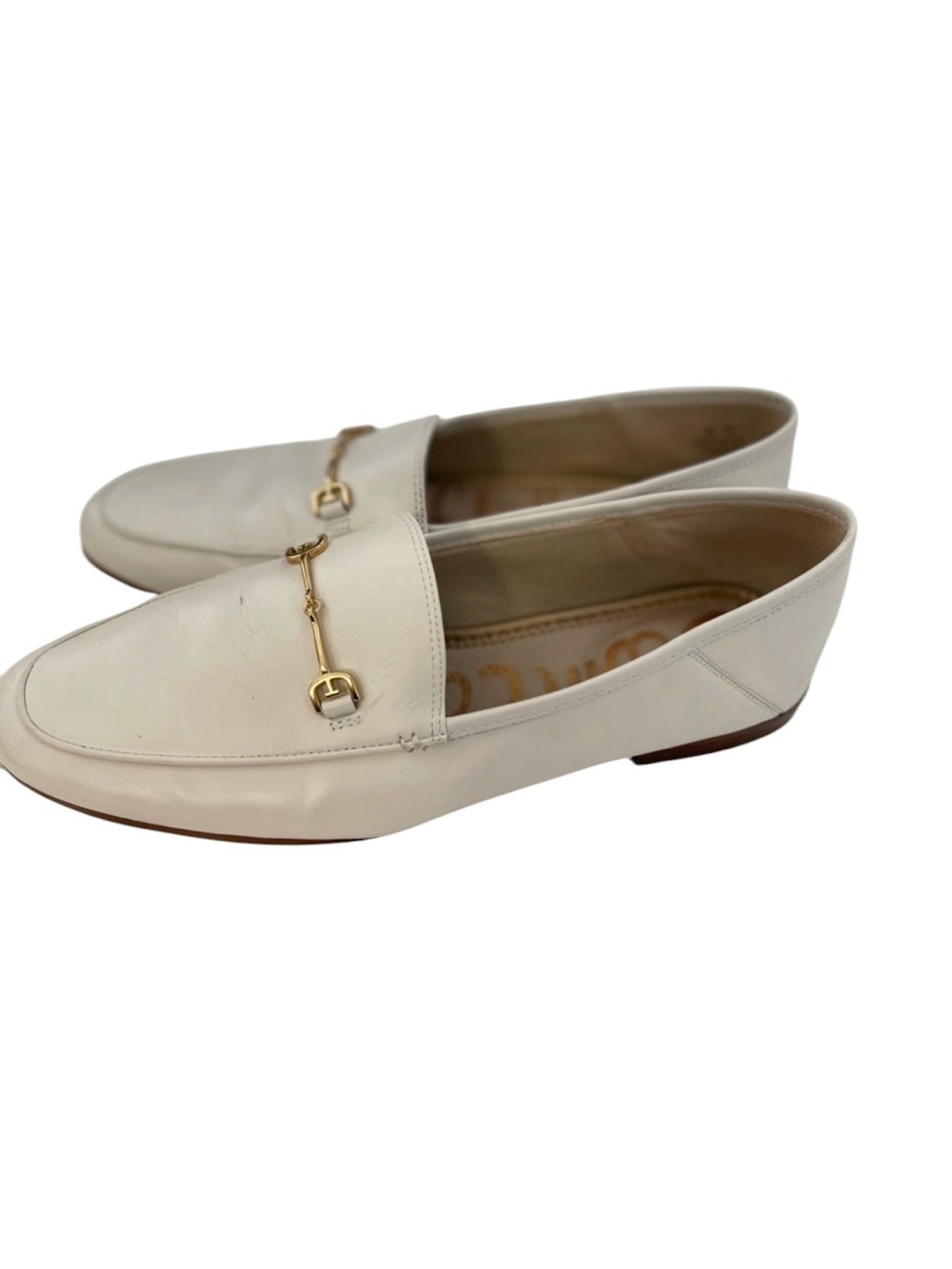 Sam Edelman Loraine White/Ivory Leather Horsebit Loafers Size 11